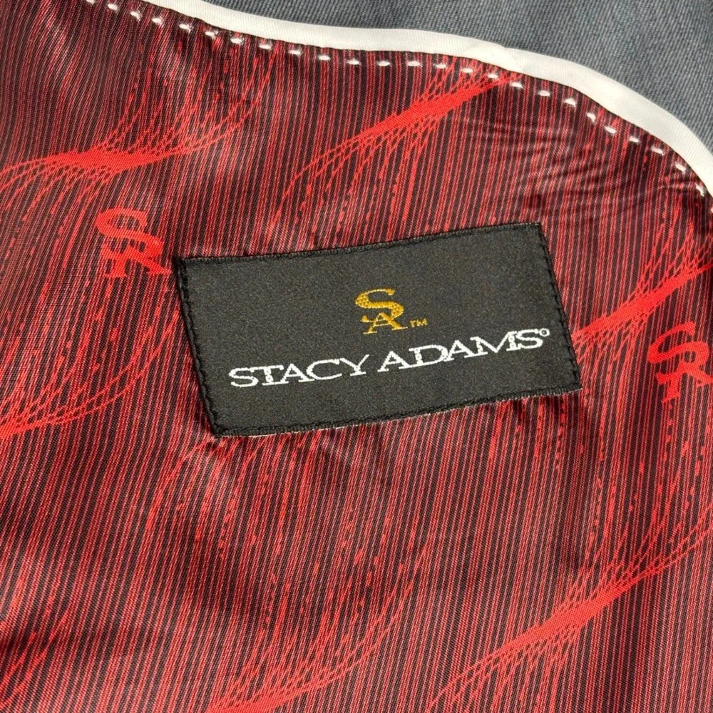 Stacy Adams Blazer‎ Mens 44R Grey 4-Button Peak Lapel Superlative 150s Lining